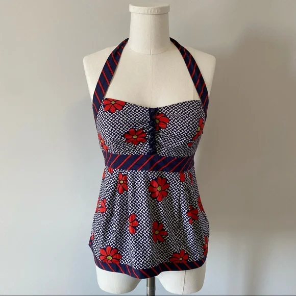 Anthropologie Odille Retro Floral Halter Top - Picture 2 of 12